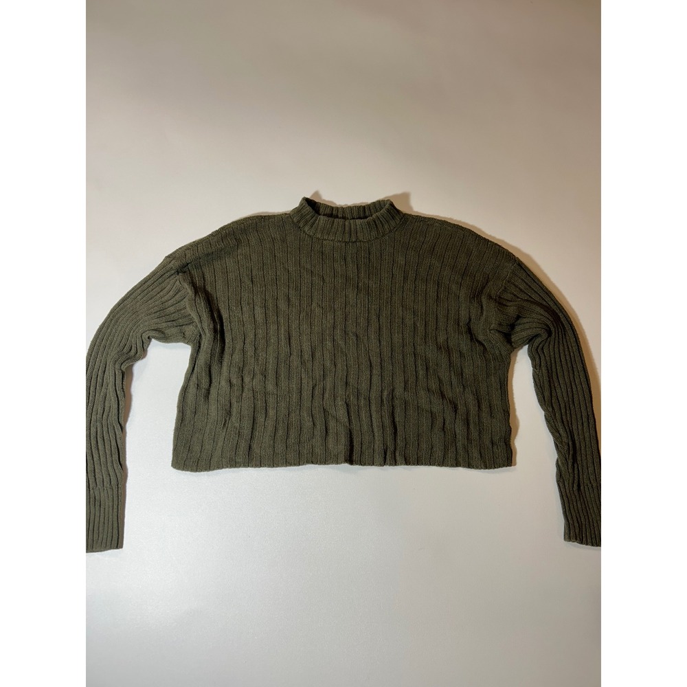 American Eagle Sweater Womens XS Green Excellent Ribbed Mock Neck Crop Top